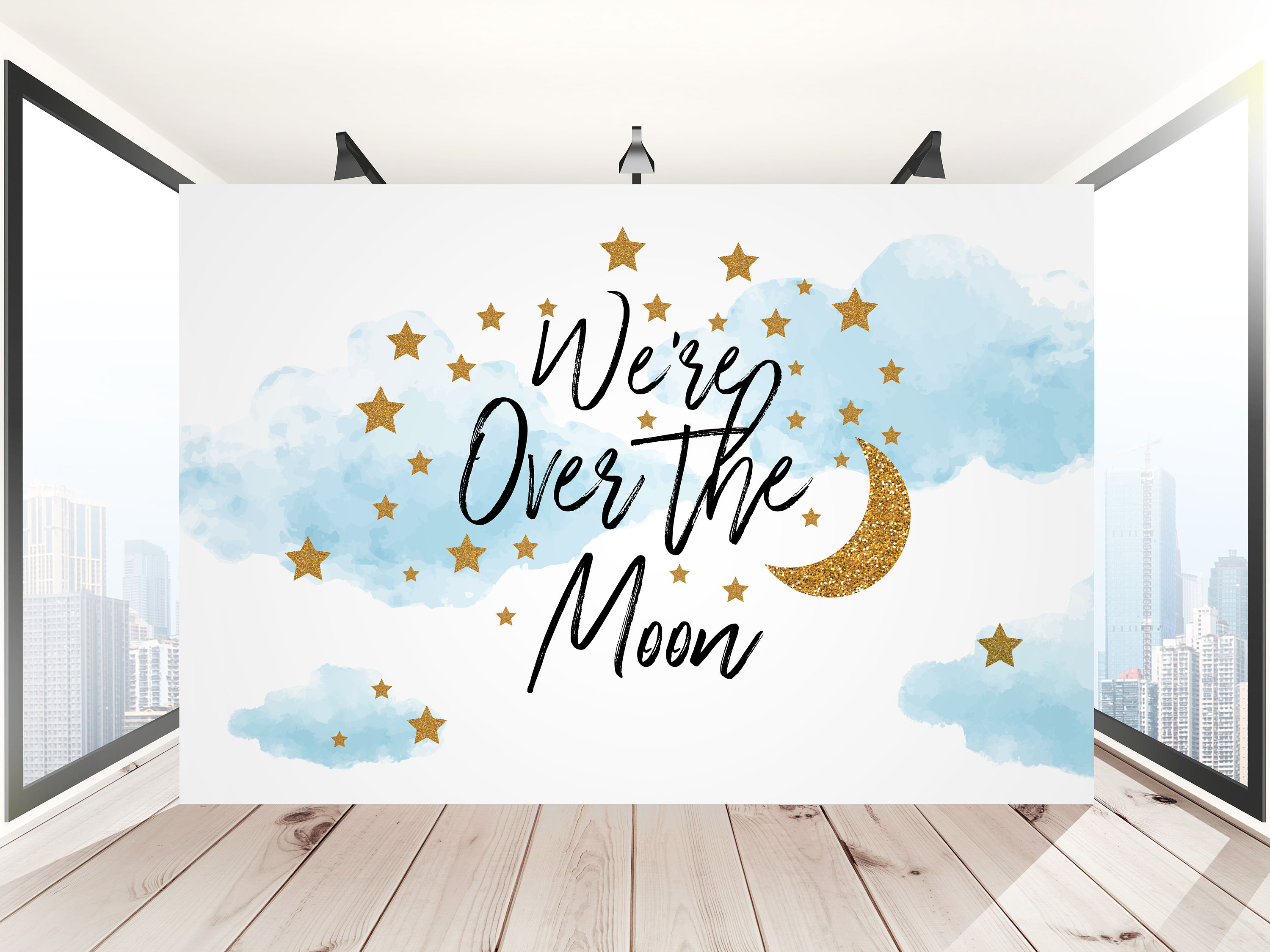 10x15 FT Photo Backdrops,Cat Jumping in The Air Catching The Moon at Night Sky with Stars Fantasy Artwork Background for Baby Shower Birthday Wedding Bridal Shower Party Decoration Photo Studio 