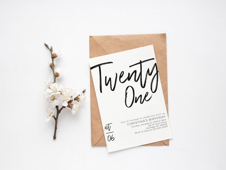 Minimal Birthday Invitation,21st Birthday Invitation,21 and Legal ...