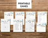 Over the moon baby shower, over the moon baby shower games, baby shower printable games, we're over the moon baby shower, blue clouds shower