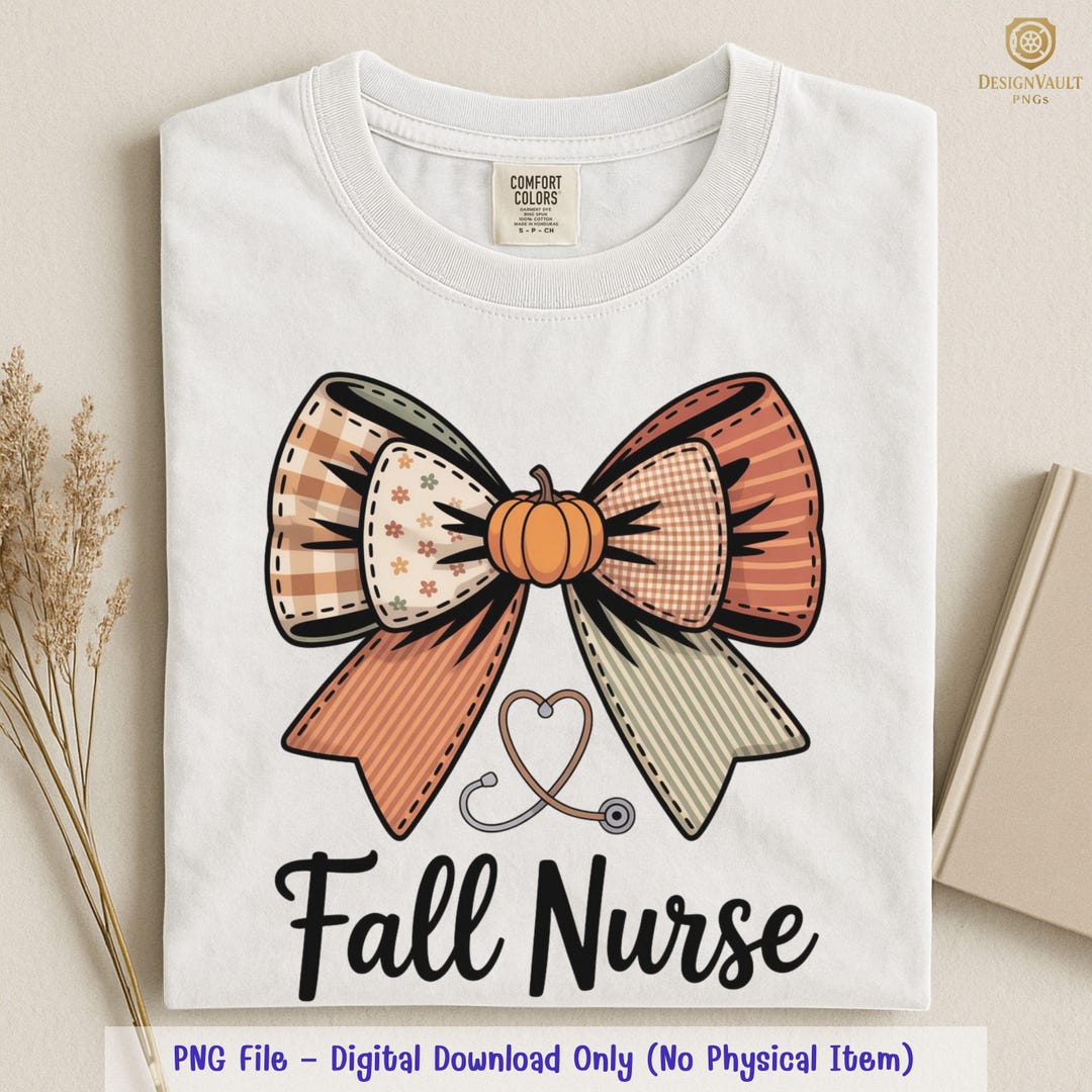 Fall Nurse Background Fall Nurse Png,pumpkin Bow With Heart Stethoscope,autumn Plaid Medical ...