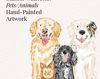 COMPLEMENTO PARA MASCOTAS Acuarela personalizada, Mascota personalizada, Ilustración en acuarela, Retrato de mascota, Obra de acuarela pintada a mano, Pintura de mascota, Complemento