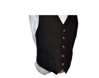 Boys Vest,  wool herringbone tweed, 100% cotton or acetate  lined , formal wear, toddler - youth, leather buttons, handmade, custom, USA