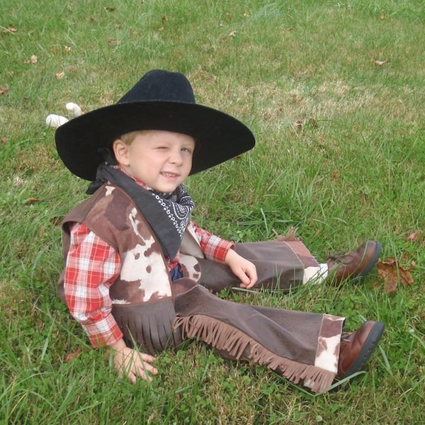 Sewing Pattern Cowboy Vest, sizes 12 mo to 5, beginner sewing pattern, western wear, quick sew pattern