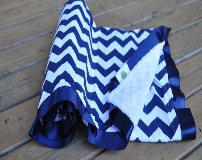 Navy Blue and White Chevron Baby Blanket Chevron Blanket With Etsy