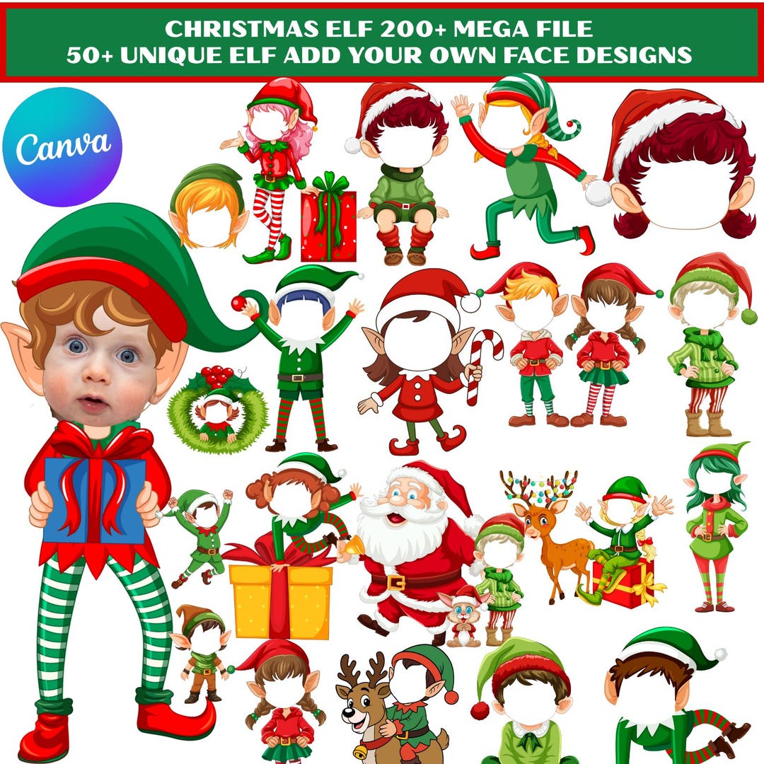 Elf Add Your Own Face: 50+ Photo Templates (Digital Download) - Etsy España