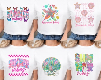 Summer Vibes Png-Bundle, Sommer-T-Shirt-Design, Sommer-PNG, trendige gestreifte PNG, Sommer-Kokette png, Sommer-Sublimation, Sommer-Strand-Svg