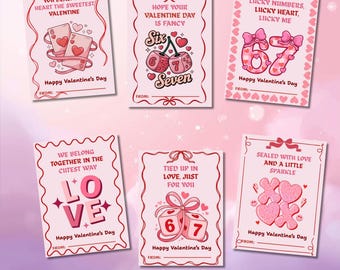 Valentine Card: Girly Printable Classroom Valentines for Kids & Teens (Digital Download, PDF)