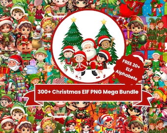 Christmas Elf Clipart Bundle: 300+ Holiday PNG for Sublimation Designs (Digital Download)