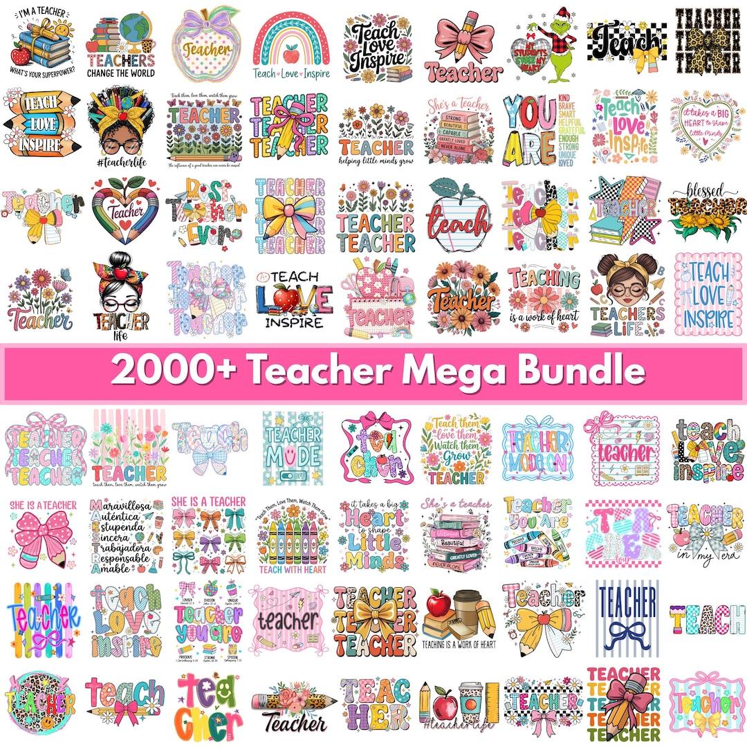 2000+ Teacher's Day Png Bundle, Teacher appreciation png, Teacher life Sublimation, Retro 