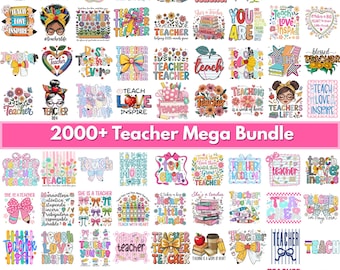 2000+ Teacher's Day Png Bundle, Teacher appreciation png, Teacher life Sublimation, Retro Best Teacher Ever, Teach png, Teacher mega bundle