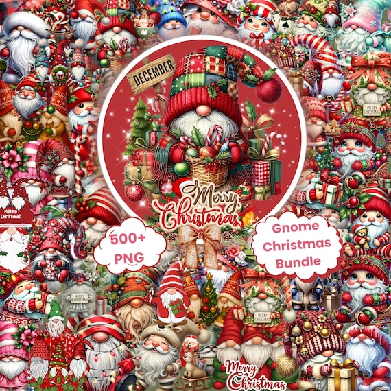 Gnome PNG Mega Bundle: 500+ Christmas Gnomes Clipart, Xmas Holiday Sublimation Designs(Digital Download)