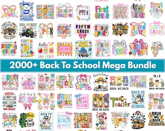 2000+ Back To School Png Bundle, Preschool png sets, School First Day, Preppy School sublimation, Pre-K 1st to 4th Grade, Strip school png