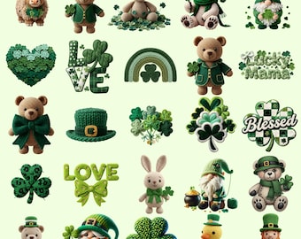 St Patrick Stricken PNG-Bundle: Häkeln, Faux Yarn Sublimationsdesigns (Digitaler Download)