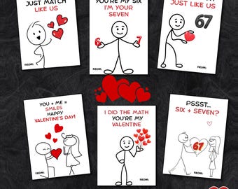 Valentine Funny Slang Cards: 6 Kids Printable Valentines School for Tweens (Digital Download, PDF)