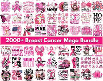 2000+ Breast Cancer Png Bundle, Breast Cancer Awareness png, In October we wear pink, Pink Ribbon, Cancer Fight Quotes, Cancer Sublimation