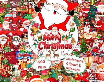 Christmas PNG Clipart Bundle: 500+ Santa & Holiday Designs (Digital Download)
