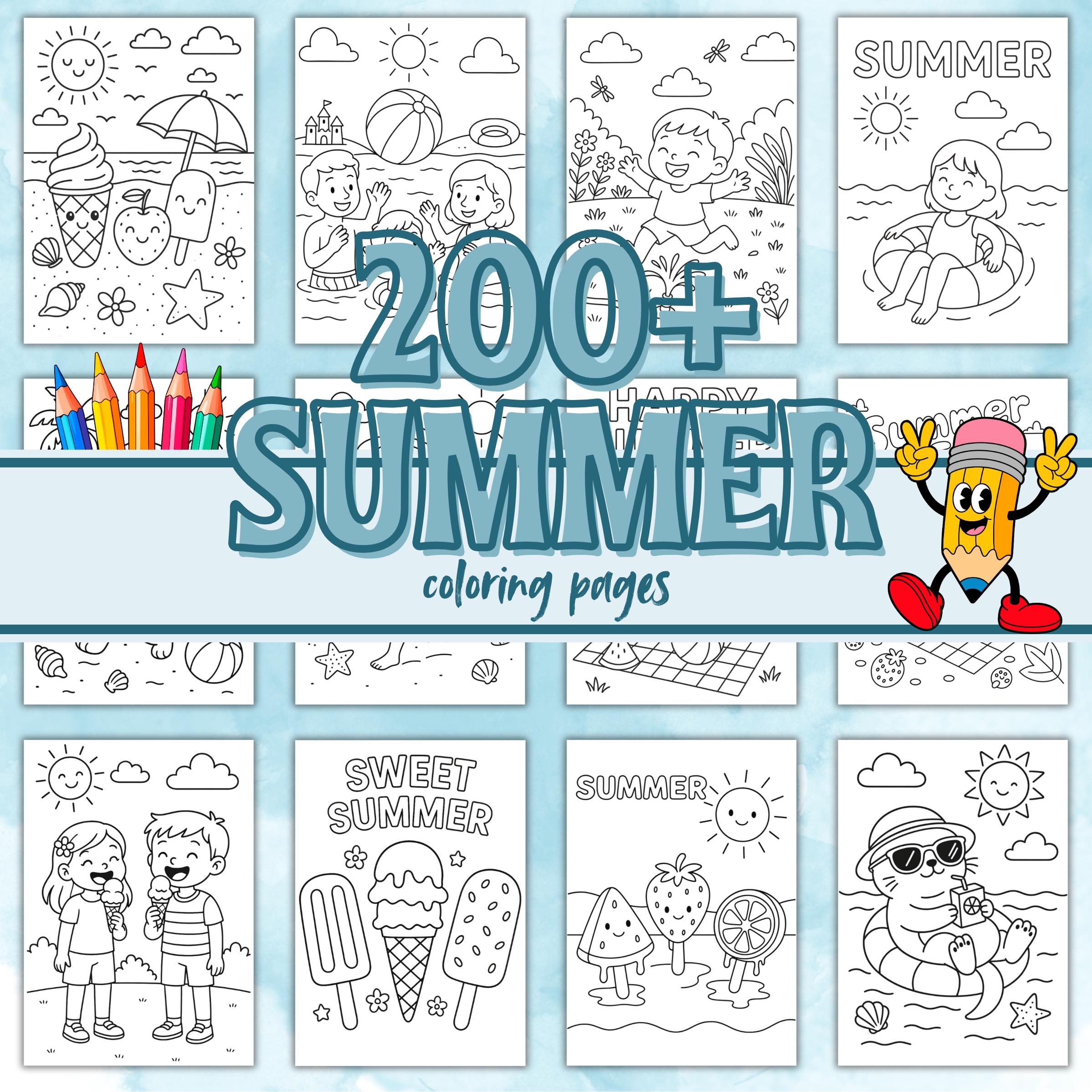 Summer Coloring pages, Printable summer coloring book, kids summer…