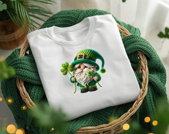 St Patrick's Gnome Kunstgarn PNG: Crochet Style T-Shirt Sublimationsdesign (Digitaler Download)