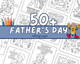 50+ Father's Day coloring pages, Dad Coloring sheets, Super Hero coloring PDF, Kindergarten kid activity, Father DIY Gift, Dad Coloring Book