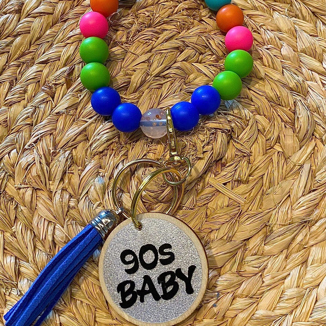 Silicone Bead Retro 90s Baby Keychain Wristlet - Etsy