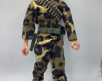 Vintage 1996 G.I. Joe 12” Action Figure with a Camouflaged Uniform, Utility Belt, Boots & Bandolier (Bullet belt)