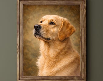 Arte de pared imprimible de Labrador Retriever / Pintura clásica de retrato de perro / Decoración para amantes de los perros / Retrato de labrador amarillo / Descarga digital