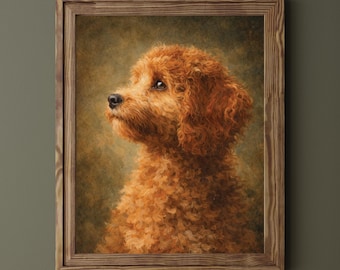 Retrato de perro Cavapoo para pared, imprimible, acogedor, para mascotas, decoración de pared, regalo para amantes de los perros, descarga digital