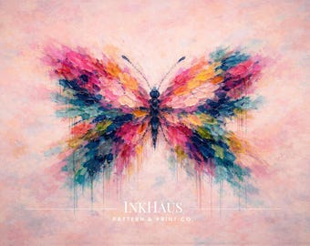Arte de pared de mariposas coloridas para adolescentes / Decoración imprimible para dormitorio / Descarga digital abstracta estética rosa
