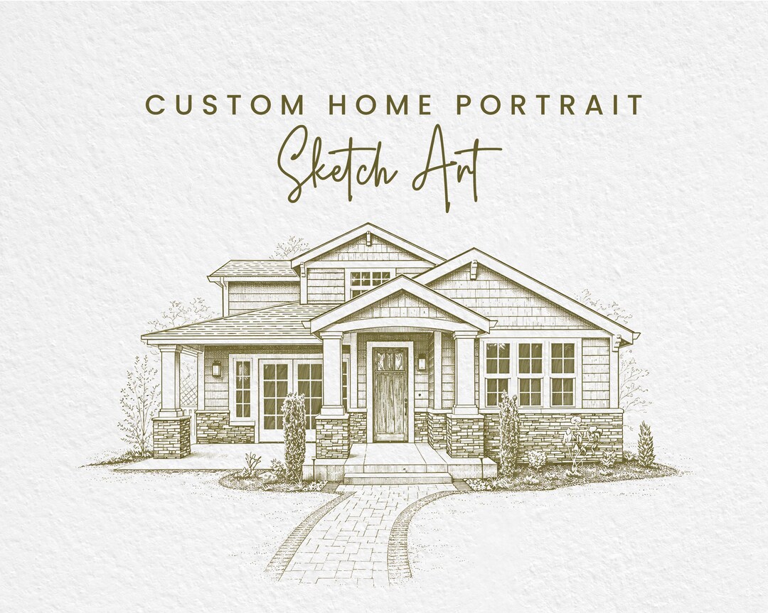 Custom Home Sketch From Photo | Personalized House Portrait Wall Art ...