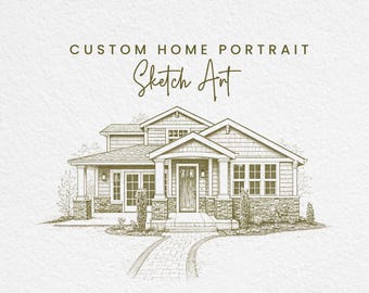 Boceto de casa personalizado a partir de una foto / Retrato de casa personalizado para pared / Descarga digital