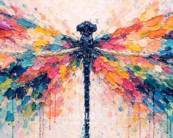 Arte de pared de libélula colorida / Imprescindibles para dormitorio / Regalo para compañero de cuarto / Decoración de escritorio universitario