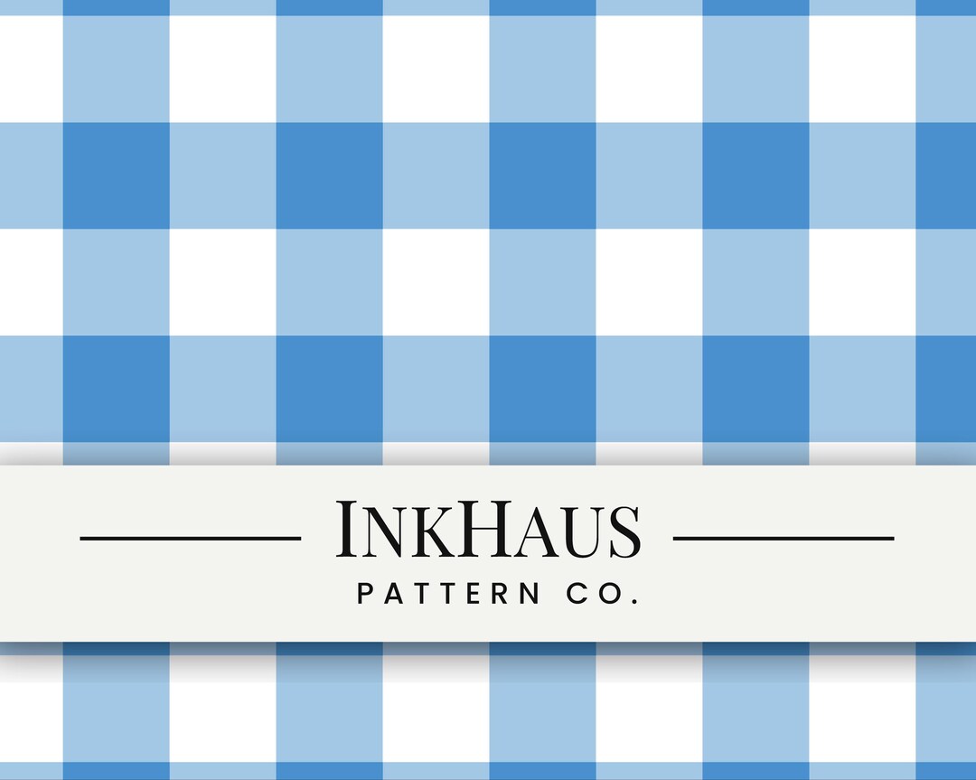 Blue and White Gingham Seamless Pattern – Blue Plaid Digital Download ...