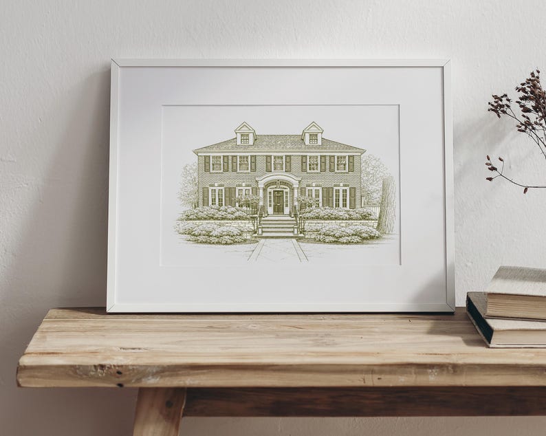 Custom Home Sketch From Photo | Personalized House Portrait Wall Art ...