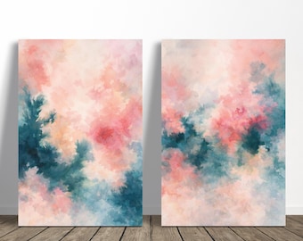 Arte mural abstracto en acuarela pastel / Decoración de escritorio para dormitorio universitario / Descarga digital
