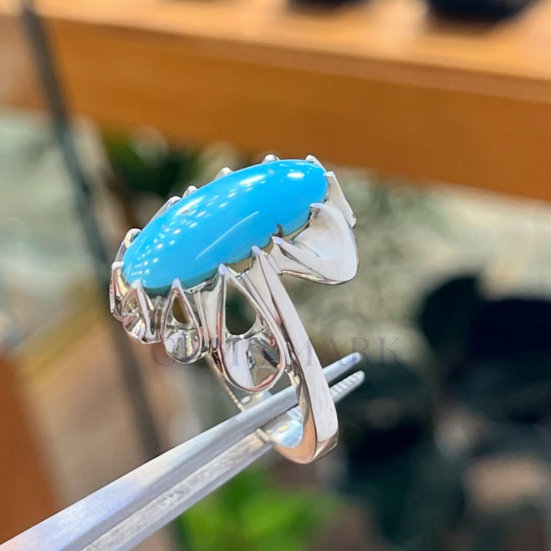 Handmade Natural Turquoise Ring for Men | 925 Sterling Silver | Feroza ...