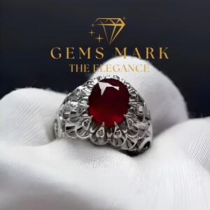 Natural Red Ruby ring For Men | 925 Sterling Silver | Yaqoot Gemstone | Handmade