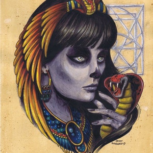 Cleopatra, Queen of Egypt, w Snake tattoo art print