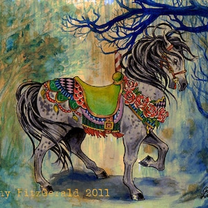 Carousel Circus Horse Art Stampa di Cathy FitzGerald