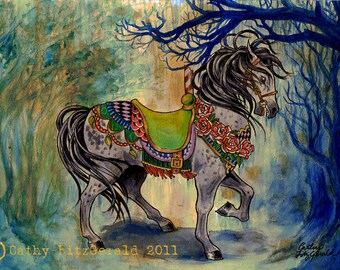 Carousel Circus Horse Art Print by Cathy FitzGerald