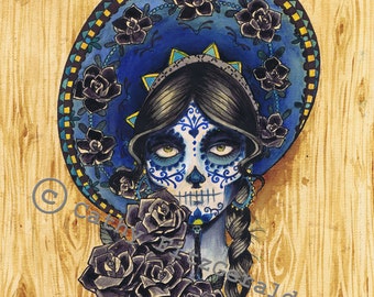 Sombrero Dia de los Muertos tattoo art (print)