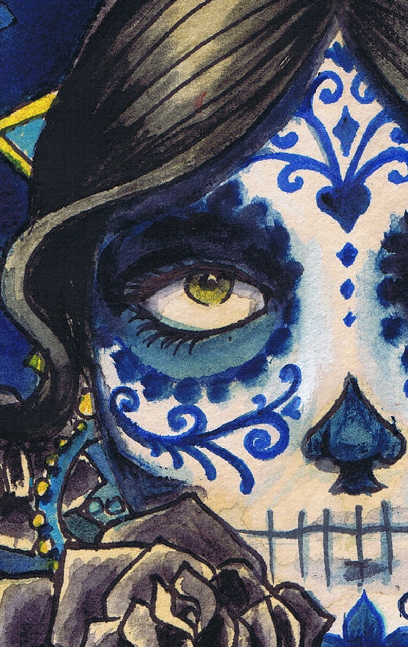 A3 Sombrero Day of the Dead Sugar Skull Tattoo Art Print Cathy | Etsy