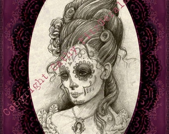 Neo Victorian Dia de los Muertos Catrina tattoo art (print)