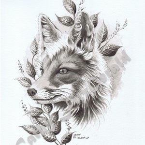 Fox with Leaves (print)