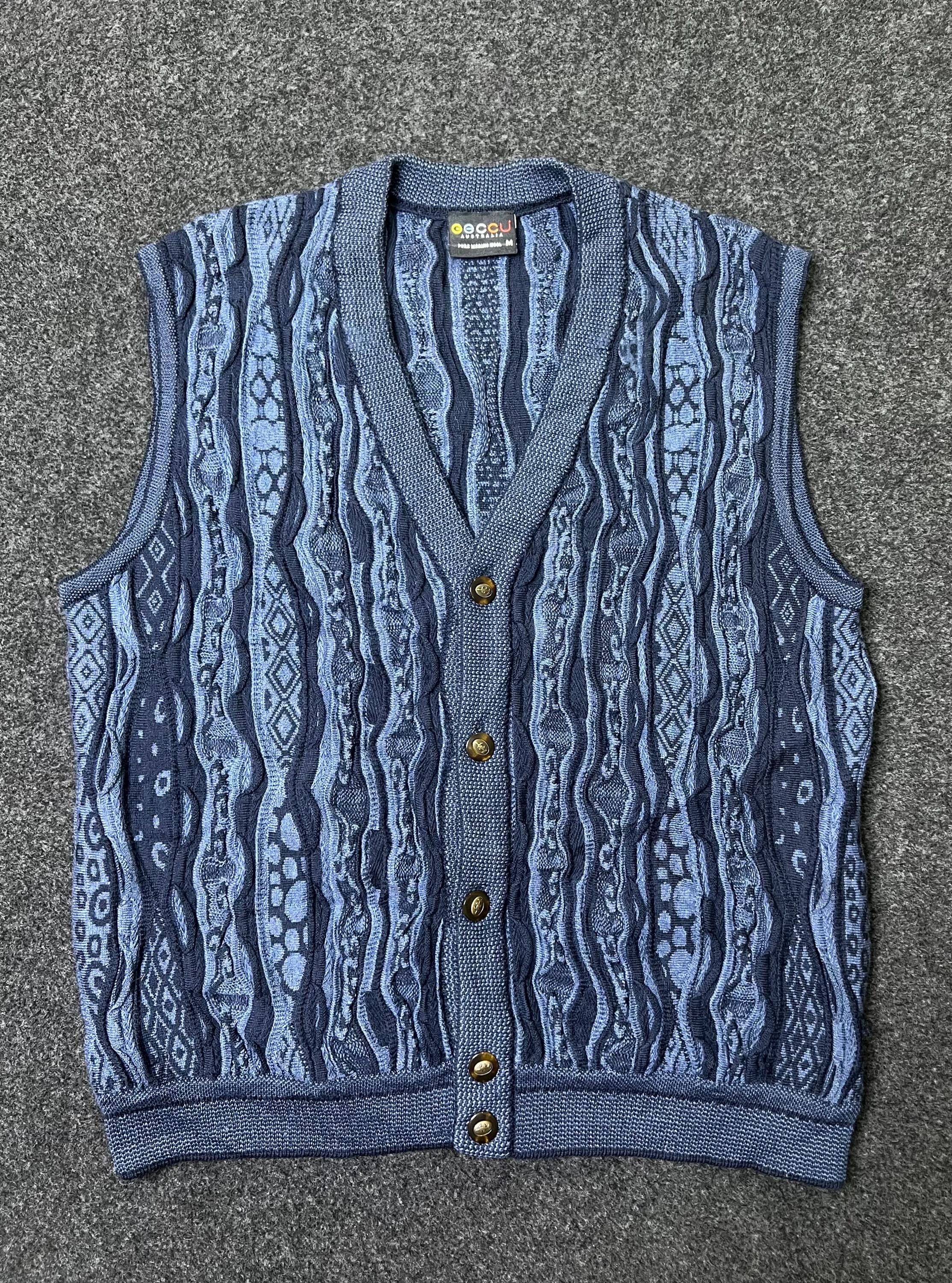 deadstock coogi 3D knit vest 80s 90s old Vintage Coleridge Button 