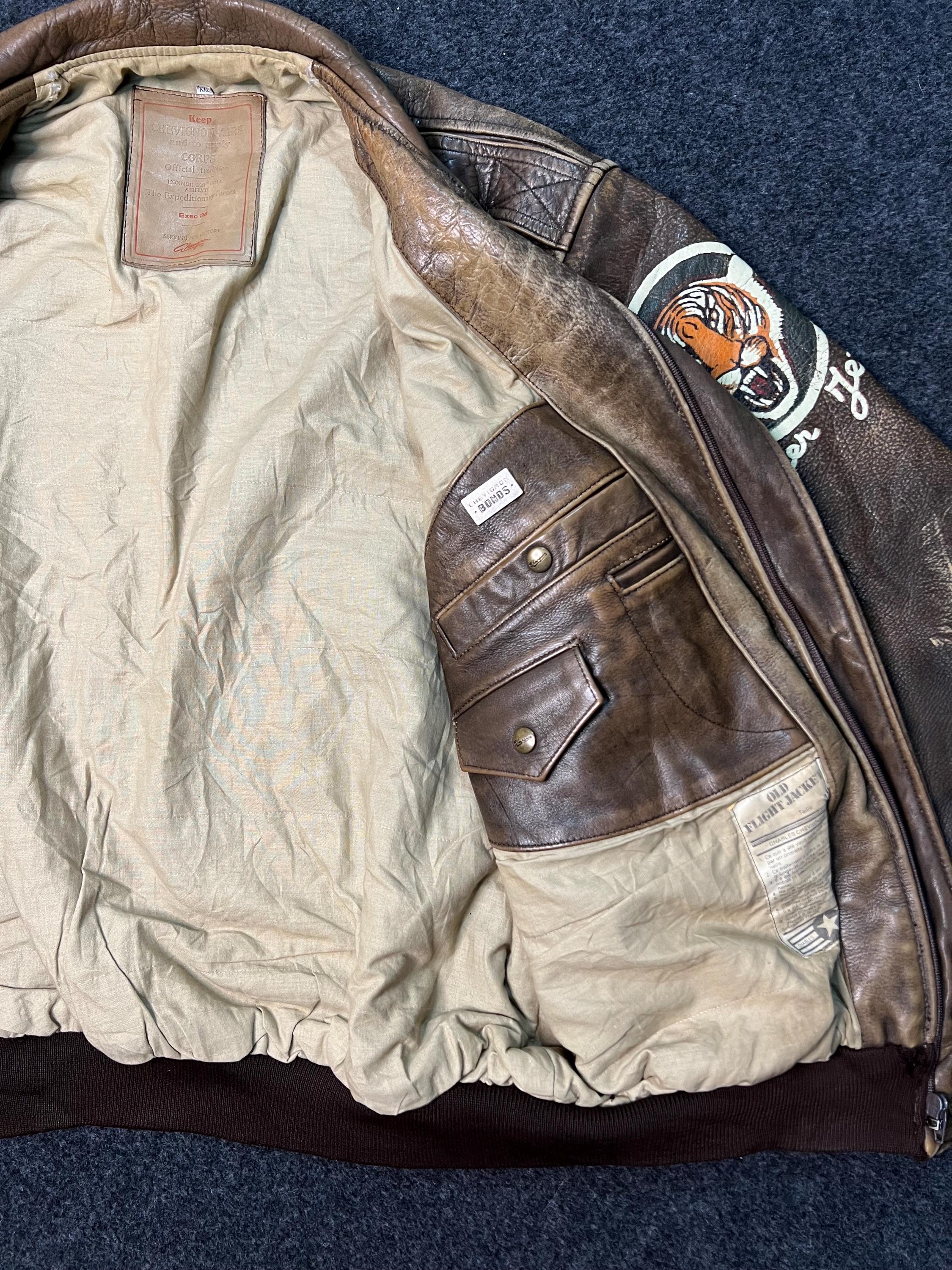 Vintage Chevignon Leather Bomber Jacket, 80s Flight Jacket, Made