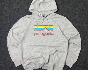 Patagonia Grey Hoodie Uprisal Line Logo cotton Pullover sweatshirt Men’s M
