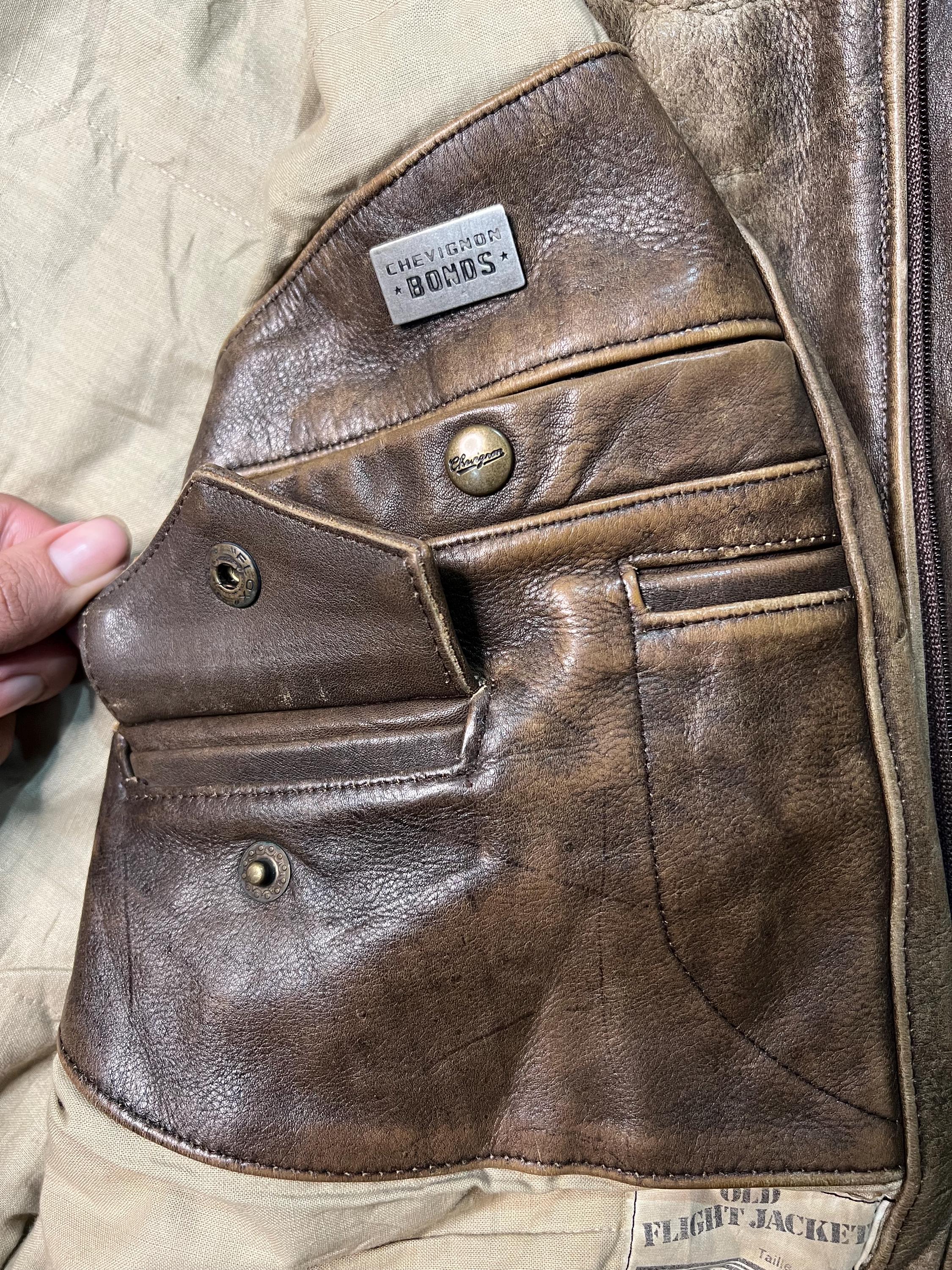 Vintage Chevignon Leather Bomber Jacket, 80s Flight Jacket, Made