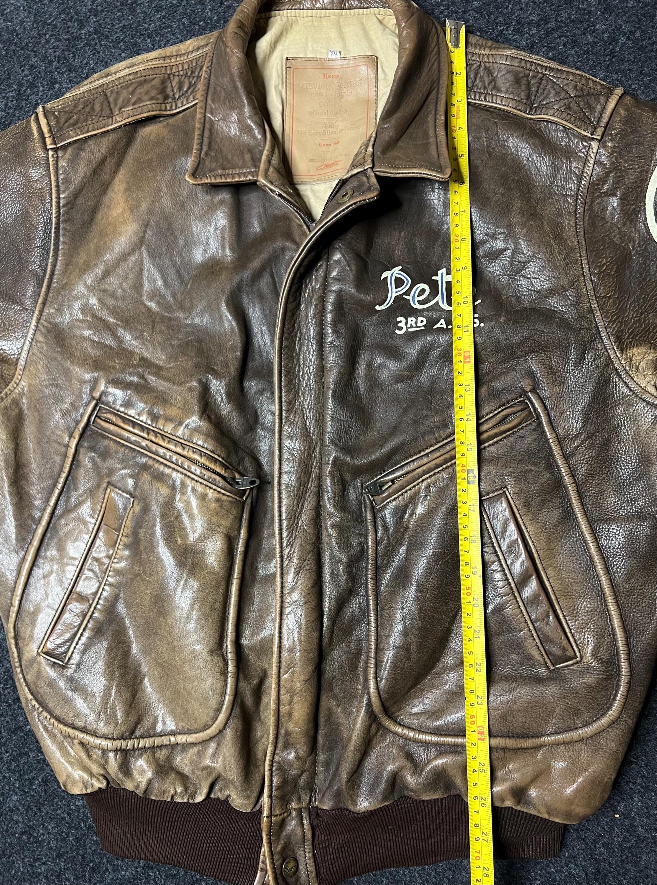 Vintage Chevignon Leather Bomber Jacket, 80s Flight Jacket, Made