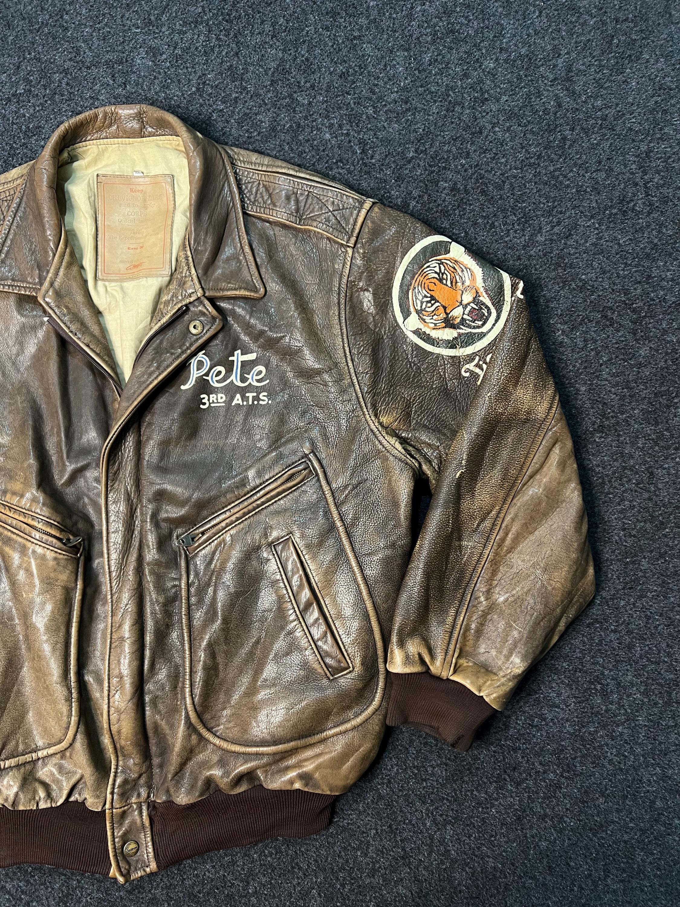 Vintage Chevignon Leather Bomber Jacket, 80s Flight Jacket, Made