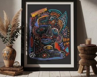 Abstract Face Art Print: Modern Expressionist Wall Decor (Digital Download)